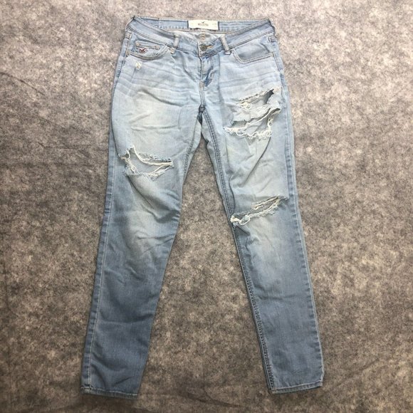Hollister Denim - Hollister Jeans Womens 7 Short 28 x 29 Skinny Distressed Low Rise Y2K Light Wash